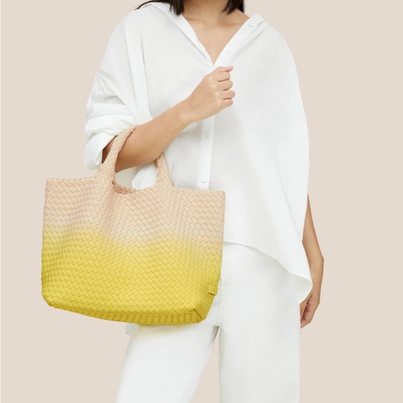 Naghedi St. Barths Medium Handwoven Dip Dyed Tote Bag with pouch. NWT - Picture 11 of 14